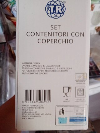 Set 5 Ciotole Vetro TR Coperchio Blu
