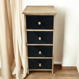 Cassettiera 4 Cassetti Neri in Legno 34x25x77cm