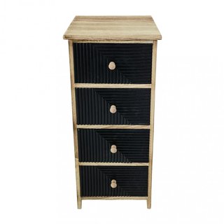 Cassettiera 4 Cassetti Neri in Legno 34x25x77cm