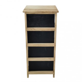 Cassettiera 4 Cassetti Neri in Legno 34x25x77cm