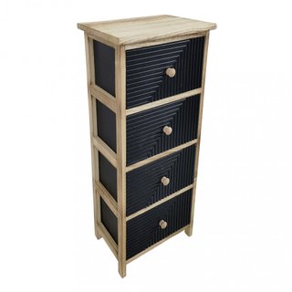 Cassettiera 4 Cassetti Neri in Legno 34x25x77cm