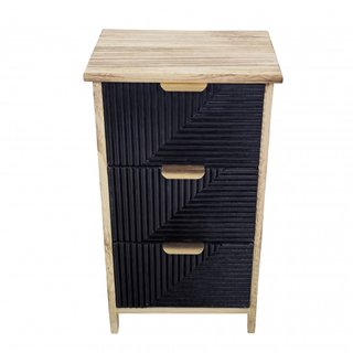 Cassettiera 3 Cassetti Neri in Legno 34x25x61cm