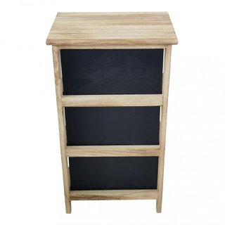 Cassettiera 3 Cassetti Neri in Legno 34x25x61cm