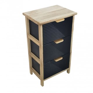 Cassettiera 3 Cassetti Neri in Legno 34x25x61cm