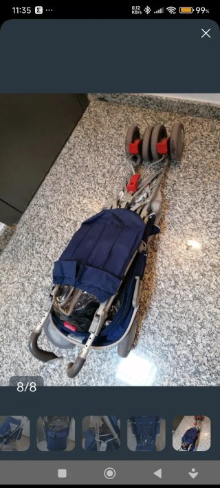 Silla de paseo Maclaren plegable azul XL.