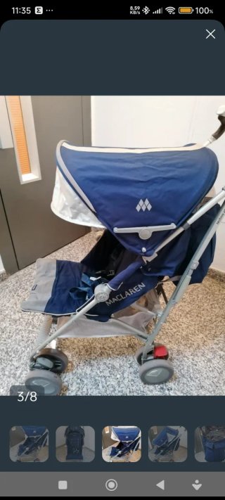 Silla de paseo Maclaren plegable azul XL.