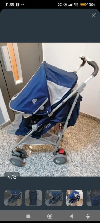 Silla de paseo Maclaren plegable azul XL.