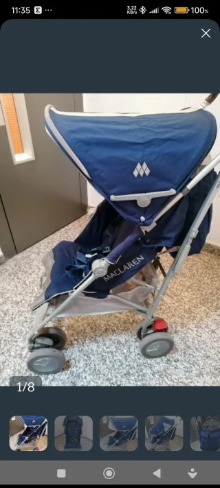 Silla de paseo Maclaren plegable azul XL.