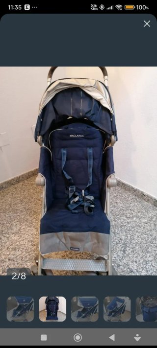 Silla de paseo Maclaren plegable azul XL.
