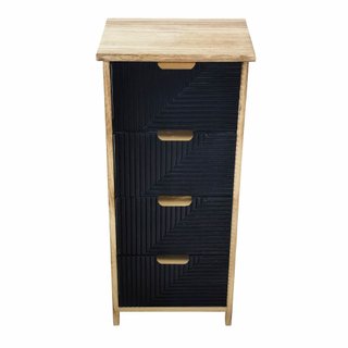 Cassettiera 4 Cassetti Neri in Legno 34x25x77 cm