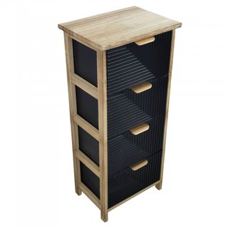 Cassettiera 4 Cassetti Neri in Legno 34x25x77 cm