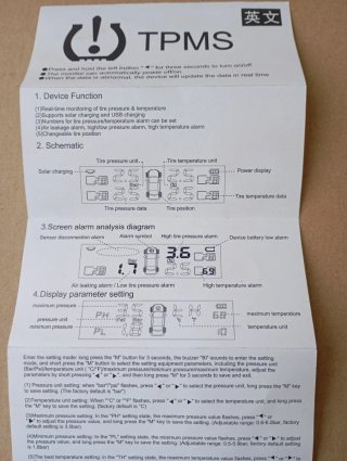 TPMS Monitor Presión Neumáticos Solar/USB