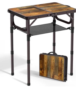 Mesa Camping Plegable Efecto Madera