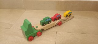 Camión transporte coches madera + 3 coches
