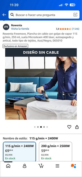 Plancha Rowenta Freemove sin cable