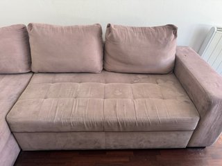 Sofá Cama Tela Rosa/Marrón