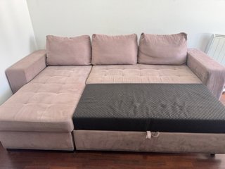 Sofá Cama Tela Rosa/Marrón