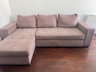 Sofá Cama Tela Rosa/Marrón