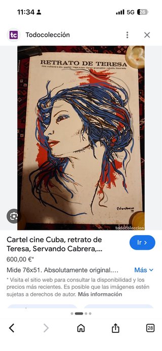 Cartel Película Cubana Retrato de Teresa 1979