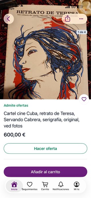 Cartel Película Cubana Retrato de Teresa 1979