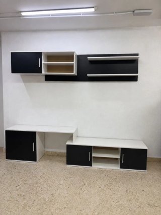 Mueble de salón moderno blanco y negro