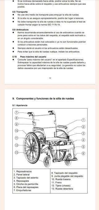 Silla de ruedas plegable. Karma