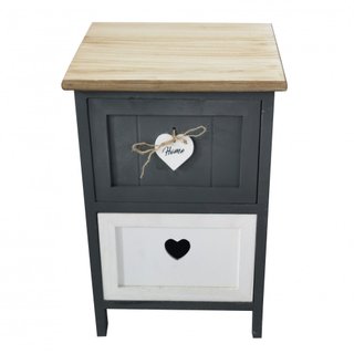 Comnodino 2 Cassetti 45x30cm Legno Grigio e Bianco