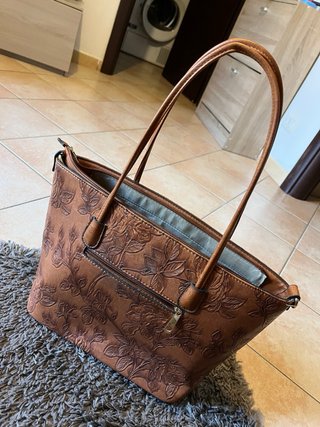 Borsa donna stampa floreale marrone