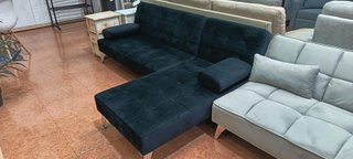 Sofá Cama Negro Terciopelo chaise