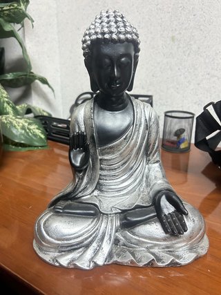 Figura Buda Sentado Plata y Negro