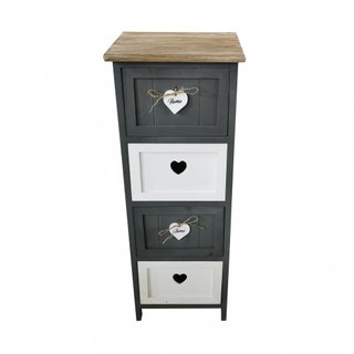 Cassettiera Stretta 4 Cassetti 30x28x81cm in Legno