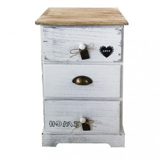 Comodino 3 Cassetti Comò Bianco 35x28x56cm Legno