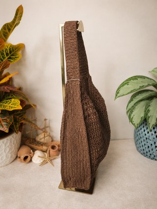 Bolso hobo rafia marrón grande, nuevo