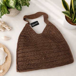 Bolso hobo rafia marrón grande, nuevo
