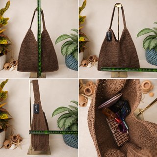 Bolso hobo rafia marrón grande, nuevo