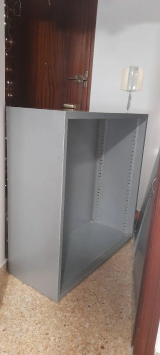 Armario bajo de oficina, metálico gris