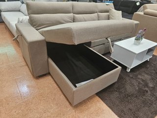Sofá Cama Chaiselongue con Arcón y Portavasos