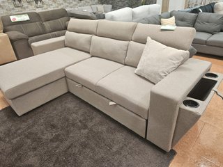 Sofá Cama Chaiselongue con Arcón y Portavasos