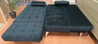 Sofá Cama Chaise Longue Negro con cojines