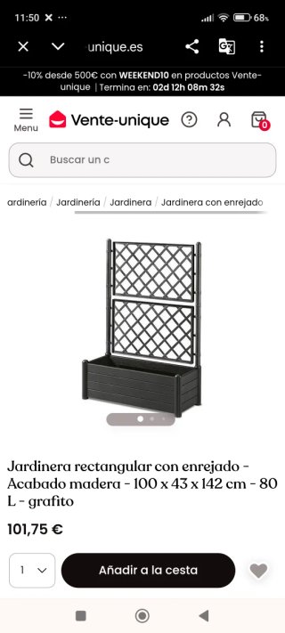 Jardinera rectangular con enrejado