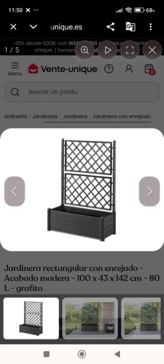 Jardinera rectangular con enrejado