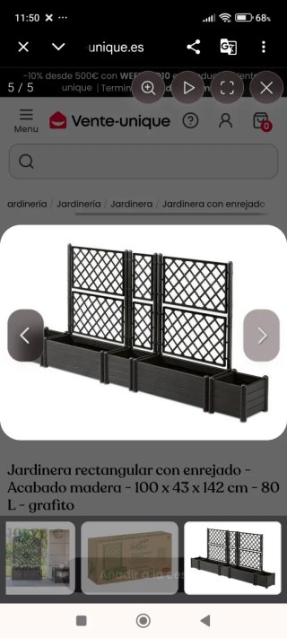 Jardinera rectangular con enrejado