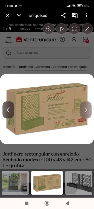 Jardinera rectangular con enrejado