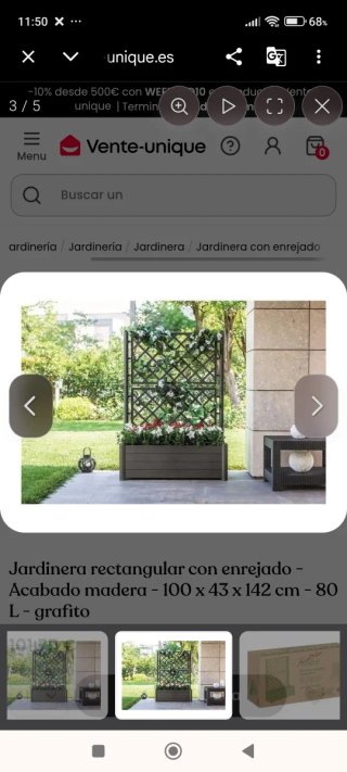 Jardinera rectangular con enrejado