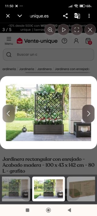Jardinera rectangular con enrejado