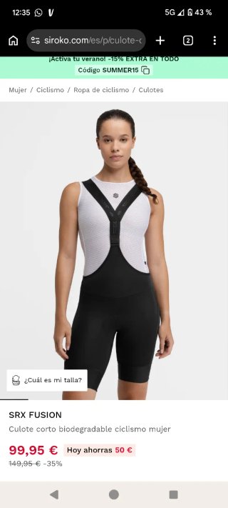 Culote Siroko SRX Fusión Talla S
