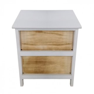 Comodino 2 Cassetti Comò in Legno Bianco e Grigio