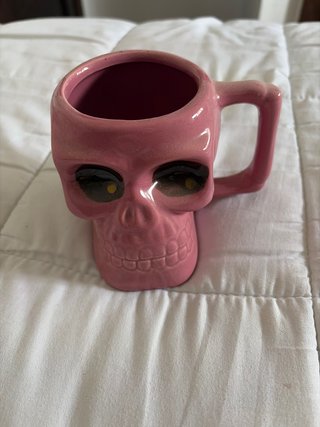 Taza Calavera Rosa Cerámica