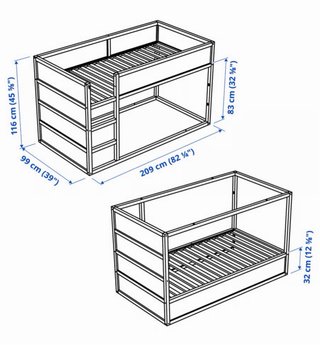 Cama Kura infantil reversible madera + colchon