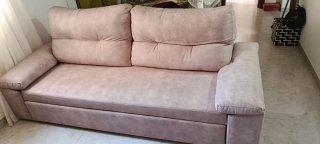 Sofá Cama Beige Tela prácticamente nuevo